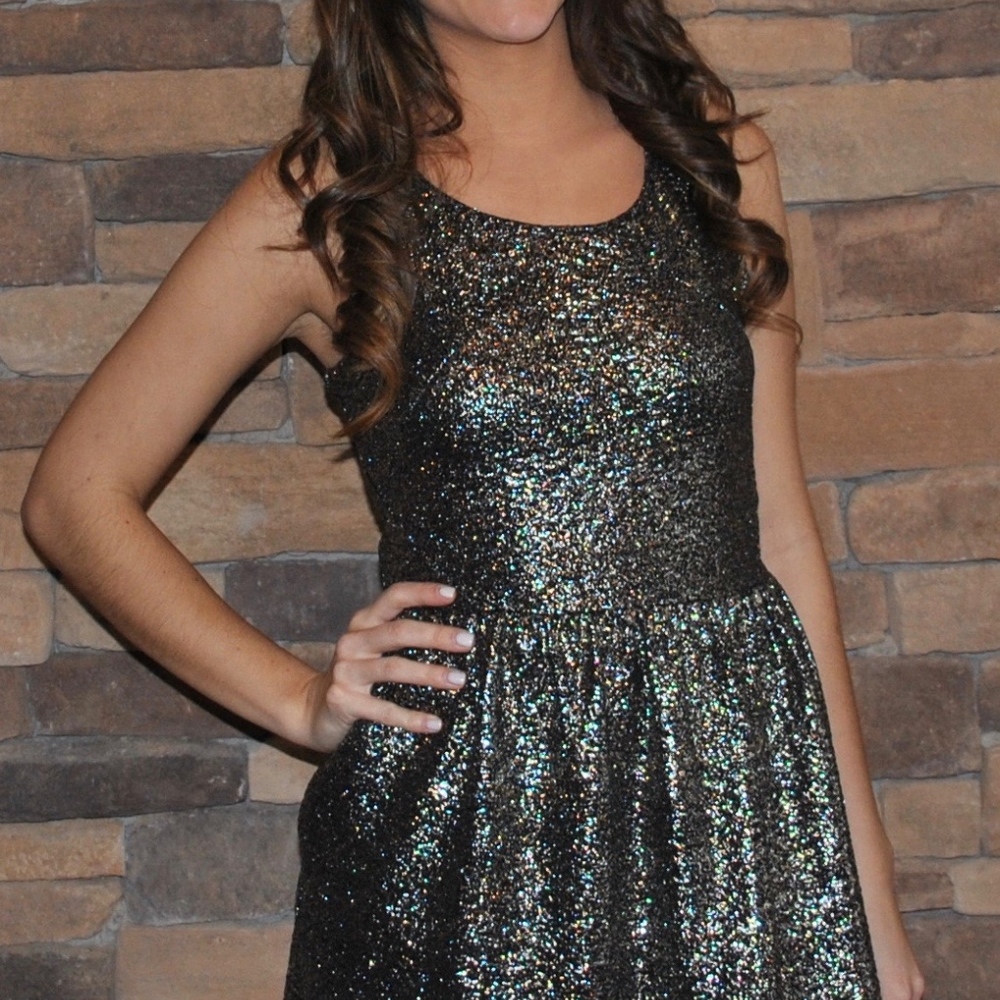Gold / Black Skater Dress